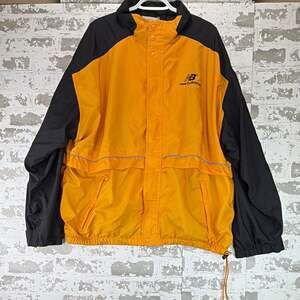 New Balance Orange Black Colorblock Windbreaker Full Zip Snap Front Men’s XL